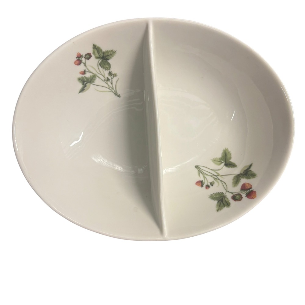 Peter Terris Shenango China Divided Serving Bowl Oval Wild Strawberry Vintage